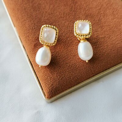 Julie Vos Gold Marbella Pearl Drop Earrings