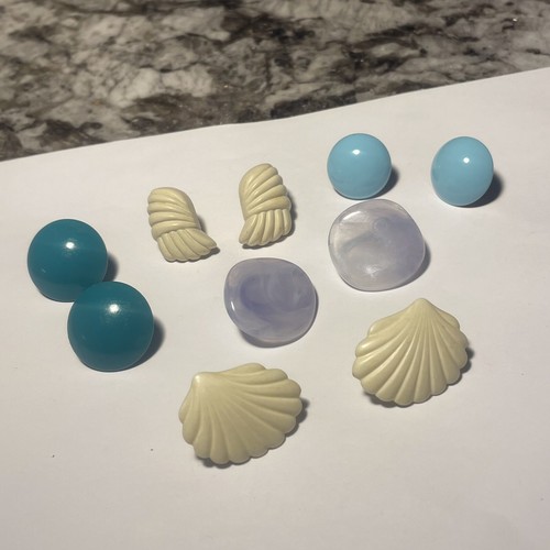 Lot Of 5 Vintage - Modern Costume Earrings Pierced Plastic and Plastic Like Mix
