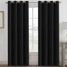 100 Blackout Curtains for Bedroom Black Out 52"W x 96"L Pack of 1 Jet Black
