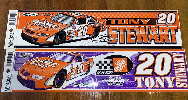 Lot Of 2 Different Vintage Tony Stewart #20 Home Depot Bumper Stickers NEW