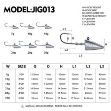 10Pcs Lead Jig Head Striper Soft Lure Fishing Bait Hook for Saltwater 7g-35g