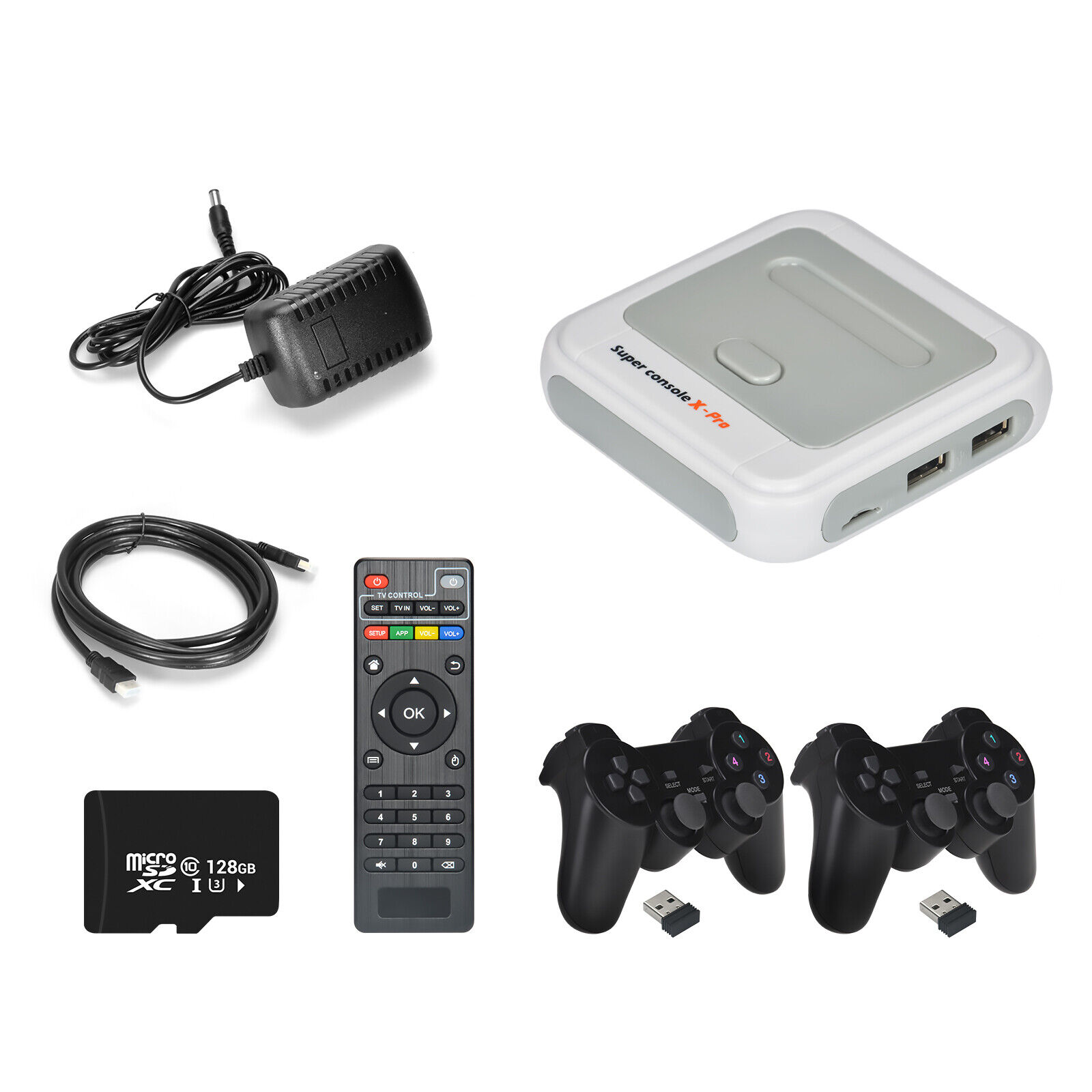 256G Super Game Console X Pro Retro Video Games WiFi 4k HDMI/AV TV 2 Controller