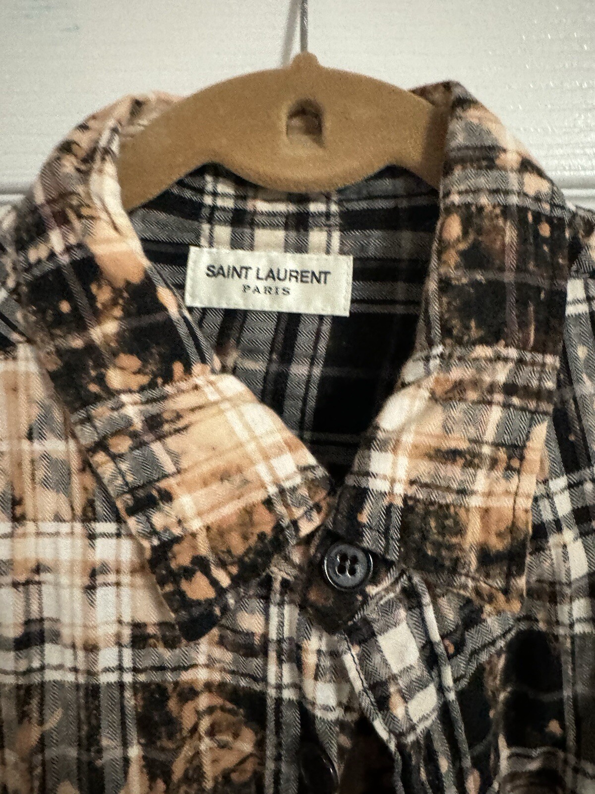 Camicia uomo Saint Laurent sbiancata a quadri taglia S