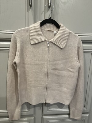 Elie Tahari 100% Cashmere Creamy Heather color Cardigan