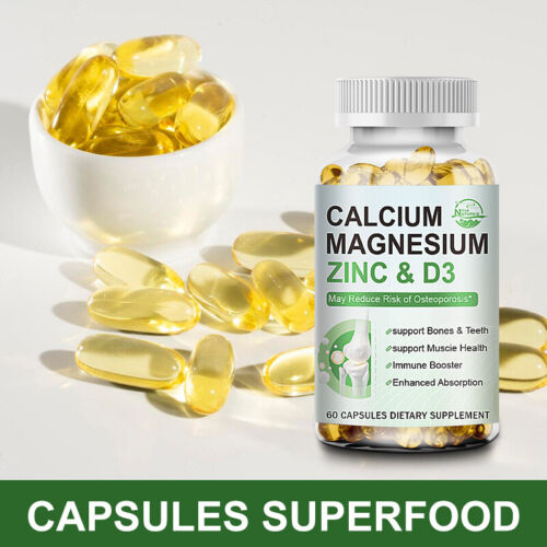 Magnésium zinc vitamine D3 calcium 1000 mg supplément complexe - haute absorption - Photo 1 sur 9