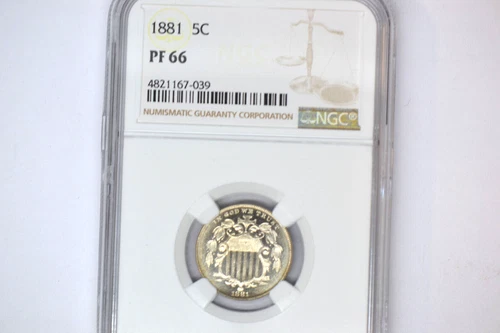 1881 Shield Nickel- NGC PR-66.   Superb Rare Date.