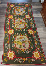 Antique XL 102" x 44" Hand Embroidered Tablecloth or Tapestry W/Lining 10lbs
