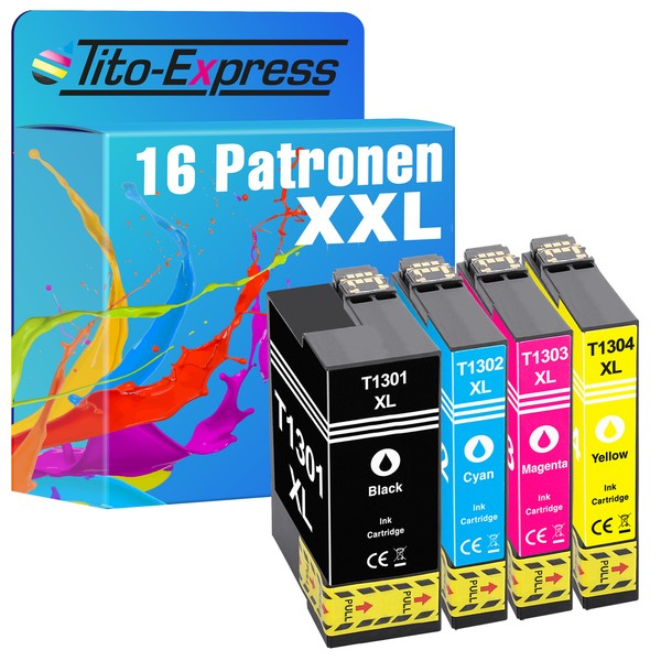16 Patronen FüR Epson T1301-T1304 Stylus Office Bx 525 Wd Bx 535 Wd Bx 625 Fwd-image