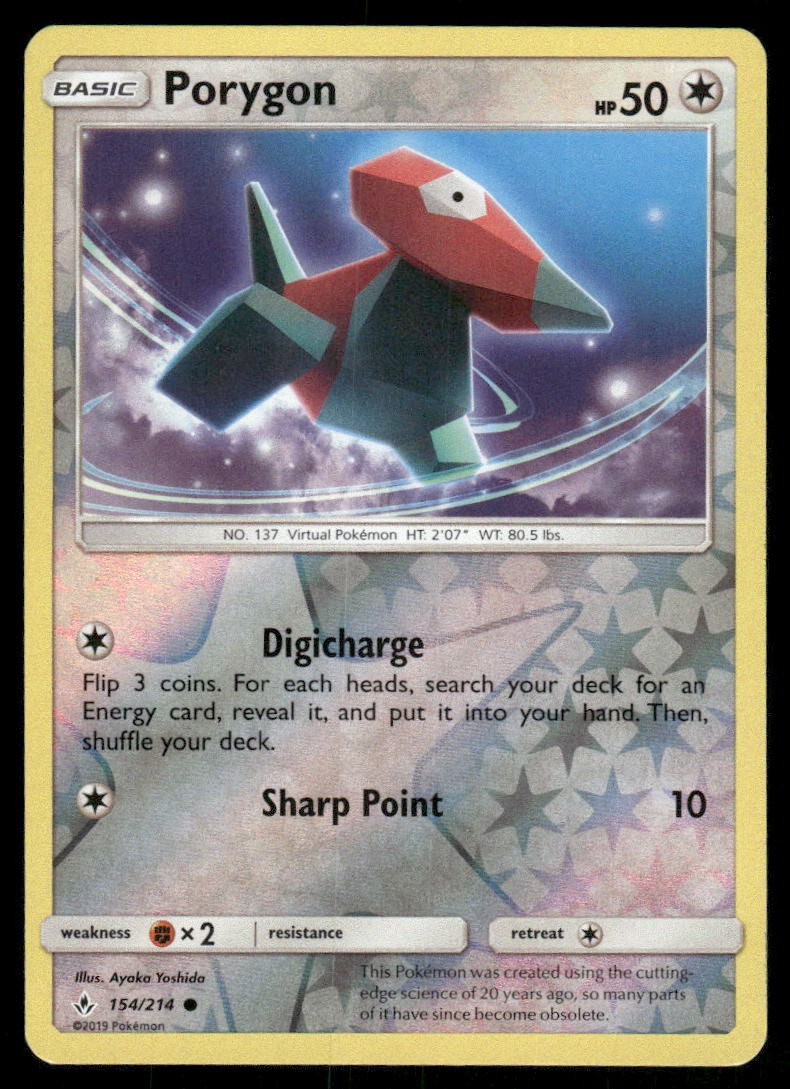 2019 Porygon Common Unbroken Bonds 154/214 Reverse Holo LP