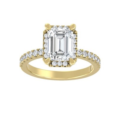 2Ct Lab Grown Diamond Halo Engagement Ring Size 7 14K Yellow Gold