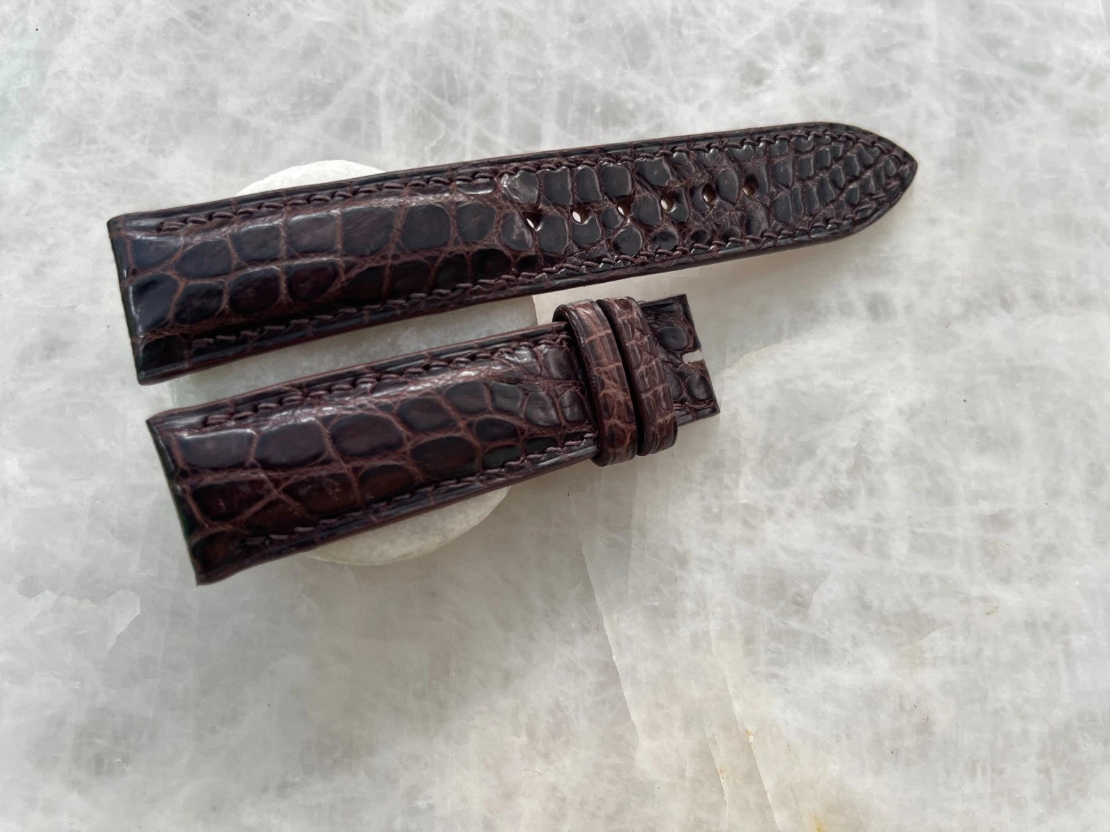20mm/18mm Brown Alligator Crocodile Print Leather Watch Strap Band