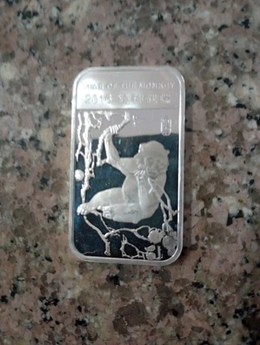 1 oz 2016 Proof Year Of The Monkey Chinese Zodiac .999 Fine Silver Bar & Capsule
