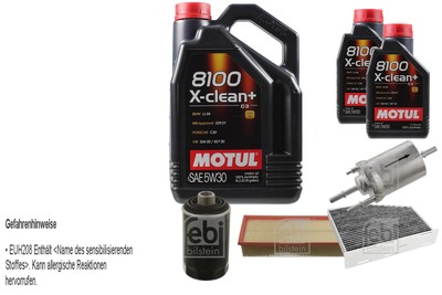 FEBI BILSTEIN Inspektionspaket 7L Motul 8100 X-clean+ 5W30 für VW Golf VI 5K1