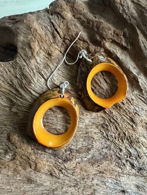 Tagua Nut umweltfreundliche Ohrringe mit Sterling Silber Ohr Drähten