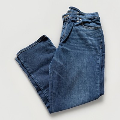 Eileen Fisher Women's 12P Dark Wash Organic Cotton Straight Leg Blue Jeans