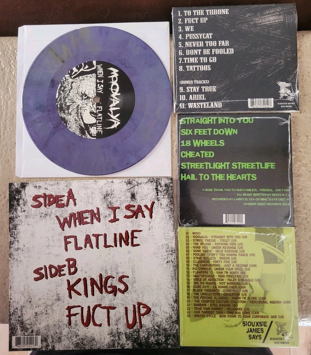Moovalya 7 Inch Vinyl, Two Moovalya Cds, and Shitter's Full Punk