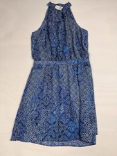 NWT Banana Republic Blue Damask Sleeveless Halter Neck Dress Women’s 12