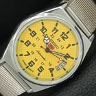 VINTAGE SEIKO 5 AUTOMATIC REFURBISHED JAPAN MENS YELLOW DIAL WATCH a443883-1