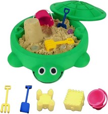 Mini Turtle Sandbox with Lid - Portable Play Sand Box for Kids Fun Gifts 