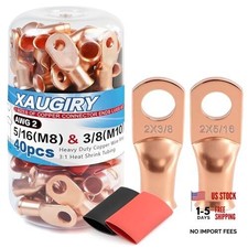 20Pcs Battery Cable Lugs Kit 2 AWG-5/16 2 AWG-3/8 2 AWG 5/16 3/8 Copper