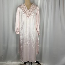 VTG Dreamwear Lingerie Pale Pink Satin Lace V-neck Nightgown Size M   READ