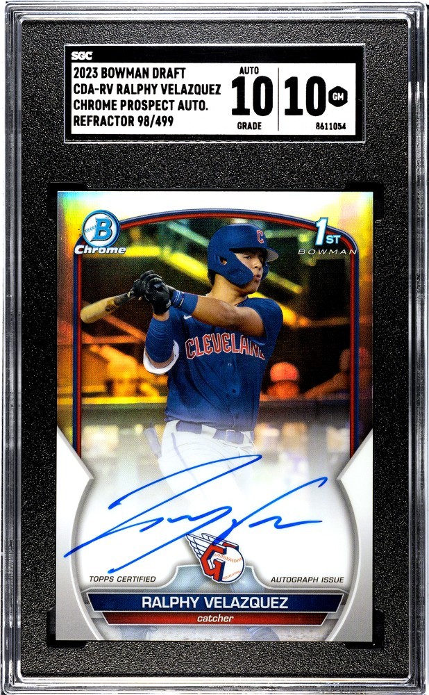 2023 Bowman Draft Ralphy Velazquez 1st Chrome Refractor Auto /499 SGC 10/10