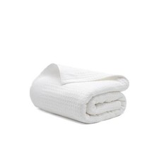 100 Cotton Waffle Blanket Size 68"x92" Lightweight All Season Twin White