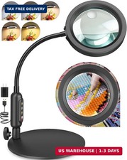 30X 10X Magnifying Glass with Light and Stand, 5 Color Modes Stepless Dimmable,