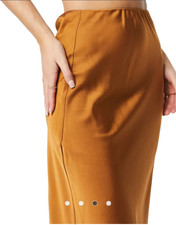ASOS Satin Bias Cut Slip Midi Skirt in Tan - Size US 4 / XS - Dark Orange Bronze