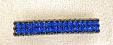 Vintage Style France Marked Black Metal Blue Rhinestones Girls Hair Barrette