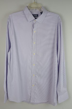 Chaps Performance Mens XL Purple White Striped Long Sleeve Button Down Shirt