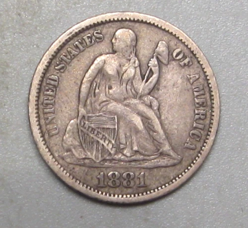 1881-P Seated Liberty Dime — photo from the most recent tracked eBay sale