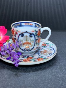 Japanese Arita Ware Imari Design Demitasse Cup & Saucer Taisho Period 1913-1926
