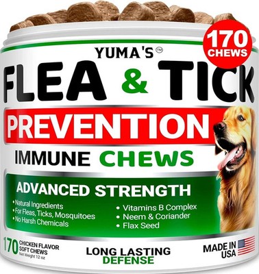 100% Natural Flea and Tick Prevention Chewable Pills for All Dogs, Made In USA  
