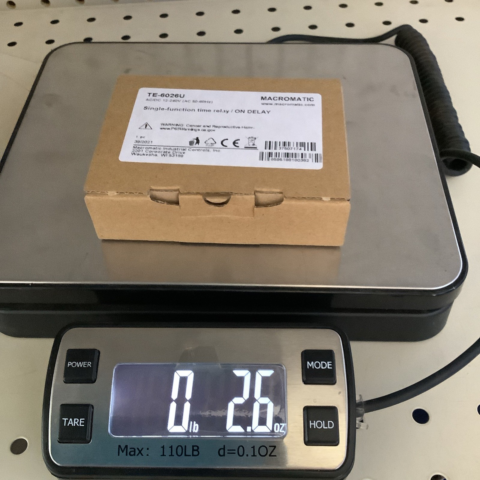 TE-6026U, MACROMATIC, Time Delay Relay On Delay 15A Spdt 12-240V Ac/Dc