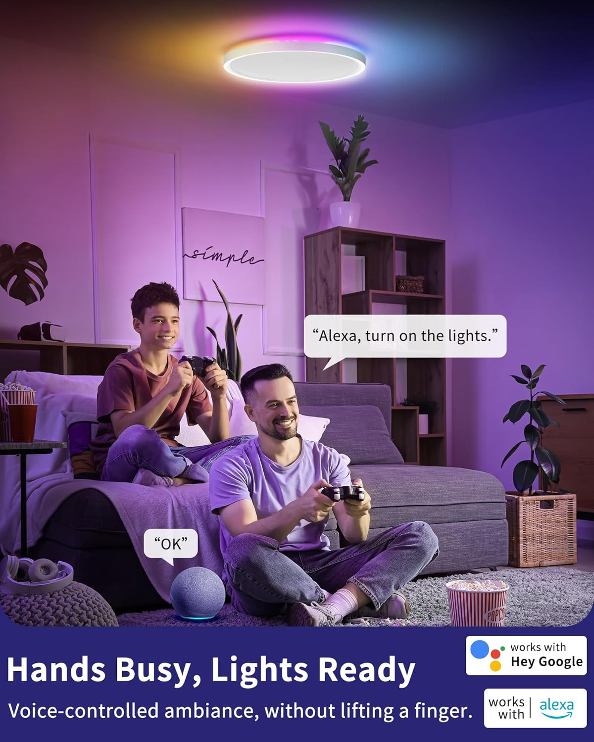 Lampada LED Smart 24W per Cameretta e Soggiorno - Controllo Sicuro - 3