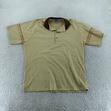 Vintage Ocean Pacific Shirt Mens Large Tan Brown Collar Polo 80s Surf Striped OP