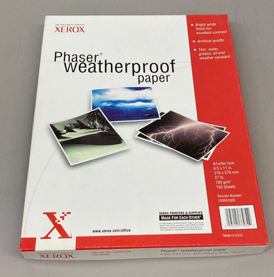 Xerox Phaser Weatherproof Paper 150 Sheets 8.5 x 11 Inches New
