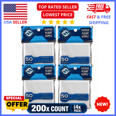 Fantasy Flight Square Board Game Card Sleeves 200 Count 4 Pack Clear Protect