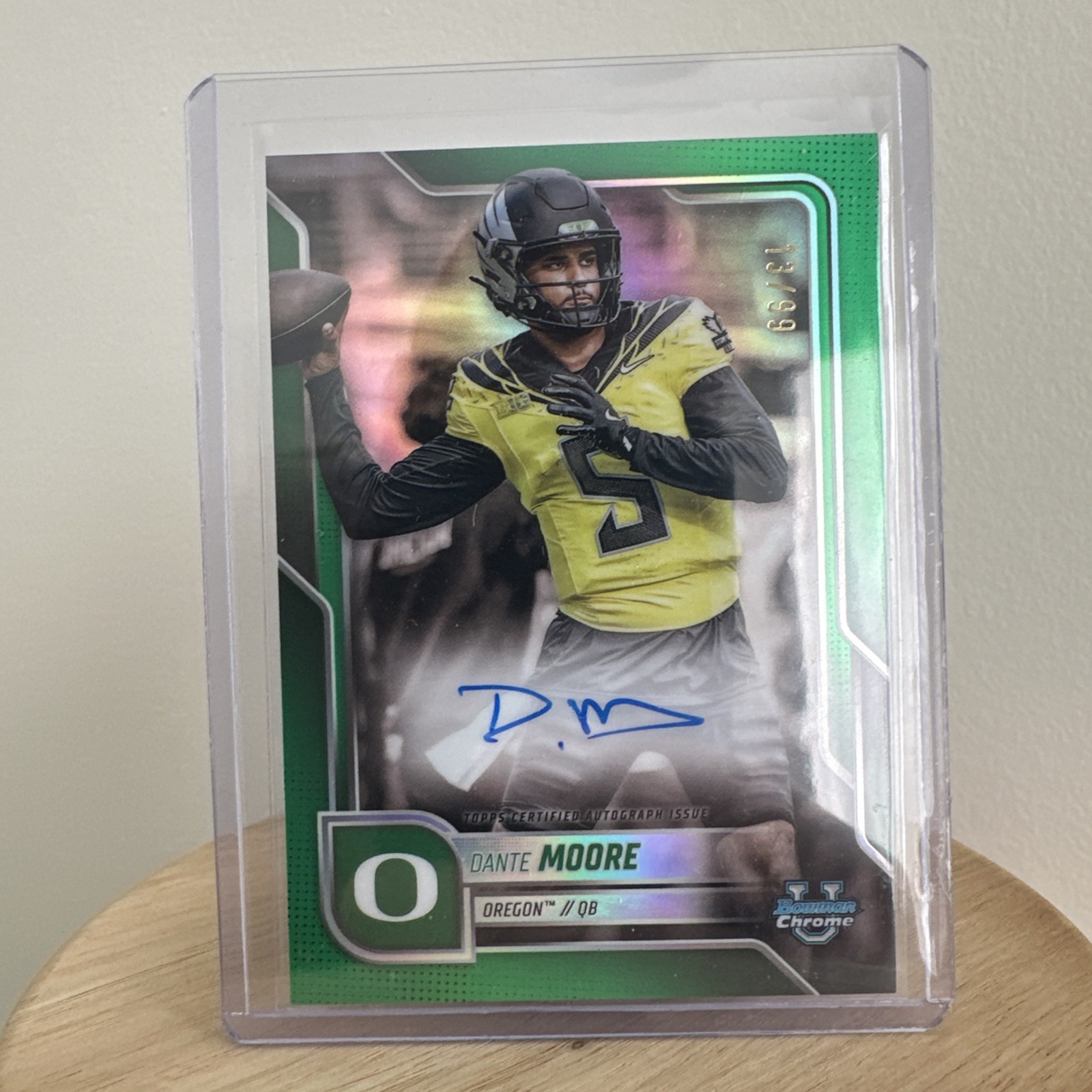 2025 Bowman University Chrome Dante Moore Auto Green /99 #BCA-DAM Oregon Ducks