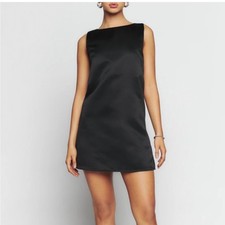 Reformation Dress Sarena Mini in Satin Black