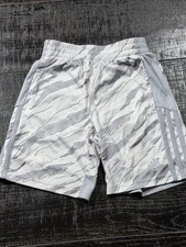 Adidas Boys Athletic Shorts Size S 8 Gray White Camo Print