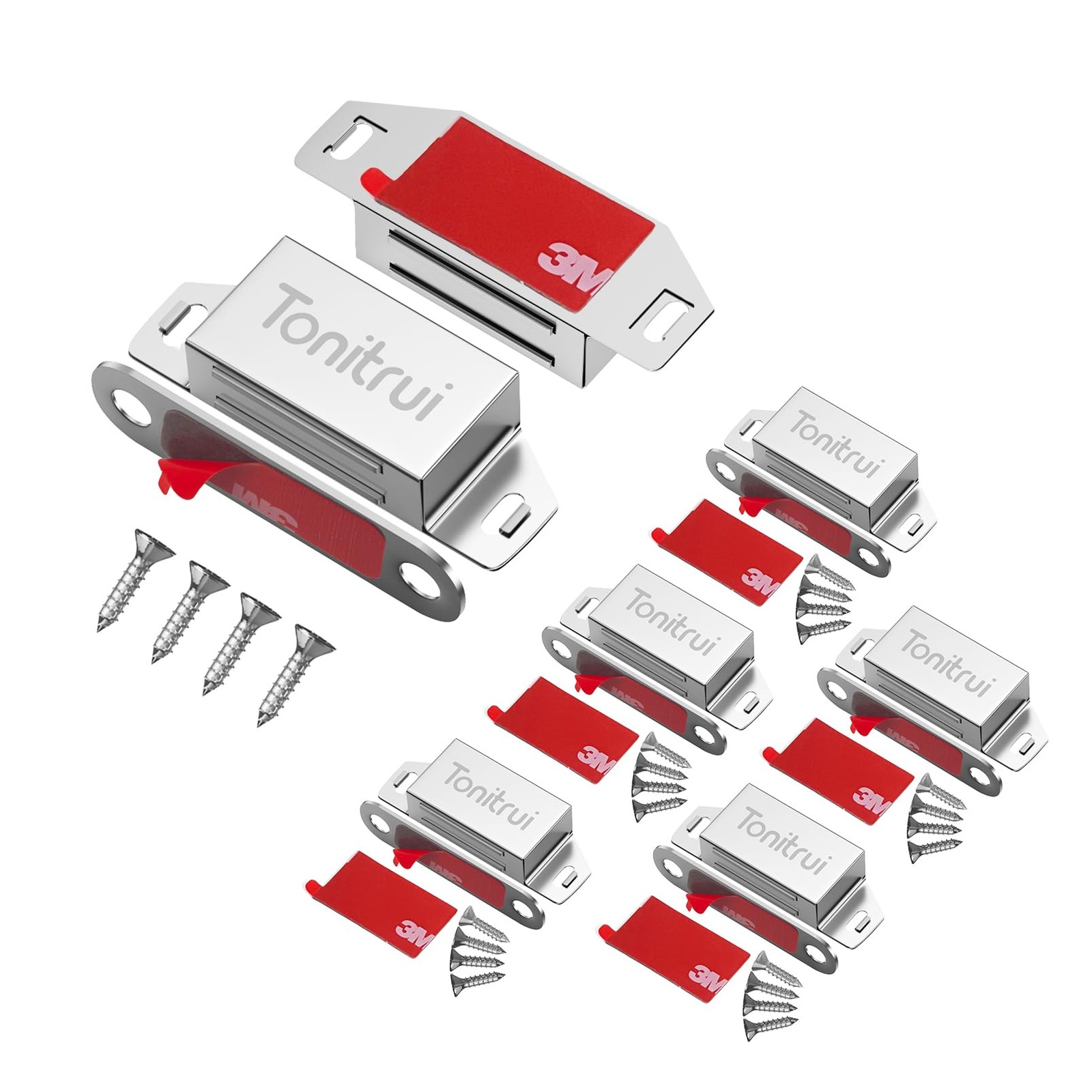 Loquet magnétique en acier inoxydable lot de 6 aimants plats fins argentés pour placard
