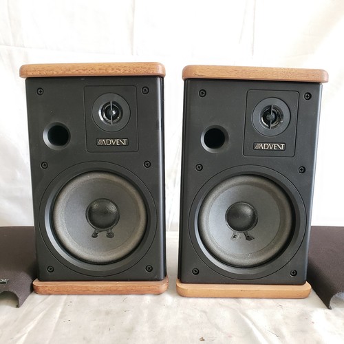 Pair of Vintage MINI ADVENT Genuine Hardwood Wooden Bookshelf Speakers