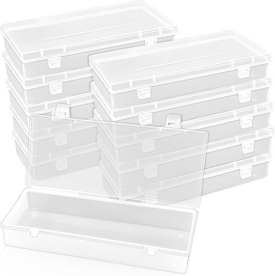10 Pcak 6'' Plastic Storage Boxes, Small Storage Containers with Hinged Lids, Re