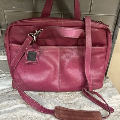 Jack Georges Messenger Bag Briefcase PinkLaptop Work  Leather Shoulder Strap USA