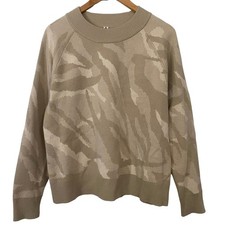 Athleta Womens Jacquard Sweater Abstract Animal Cream Merino Wool Blend medium