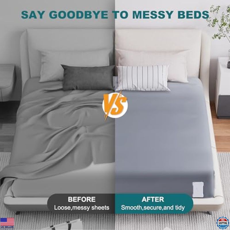 Bed Sheet Holders with Clips - Extra Large Corner Grippers for All Mattress