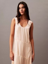 NWT Calvin Klein Crushed Satin Maxi Dress in Pink / Size SMALL S