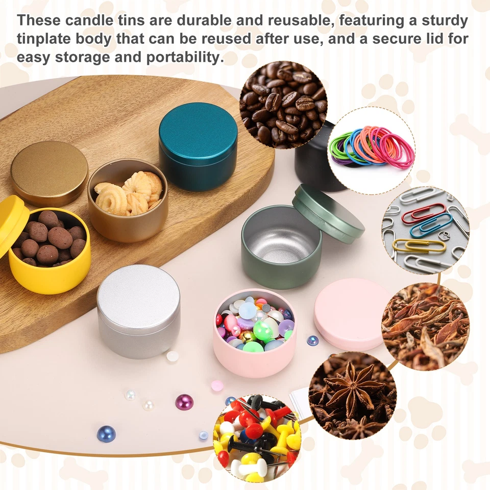 3oz Candle Tins, 12pcs Metal Candle Tins Jars with Lids Empty Tin, Gold Tone Foto 4 de 4